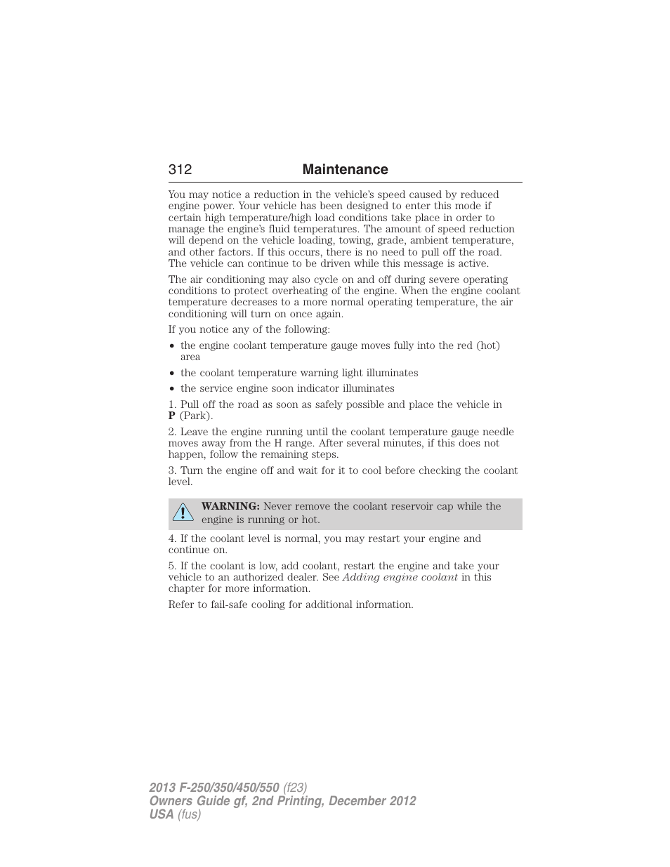 312 maintenance | FORD 2013 F-550 v.2 User Manual | Page 313 / 579