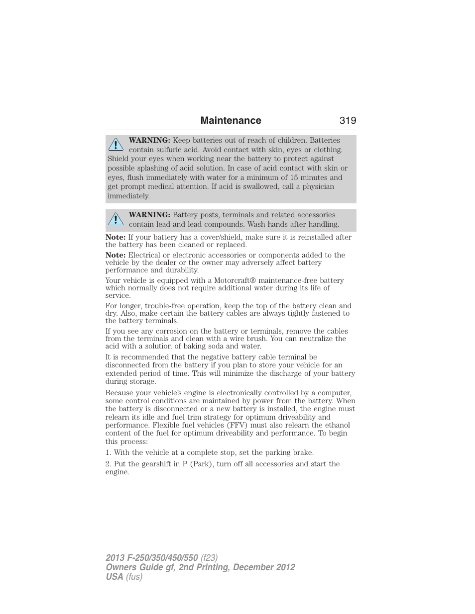 Maintenance 319 | FORD 2013 F-550 v.2 User Manual | Page 320 / 579