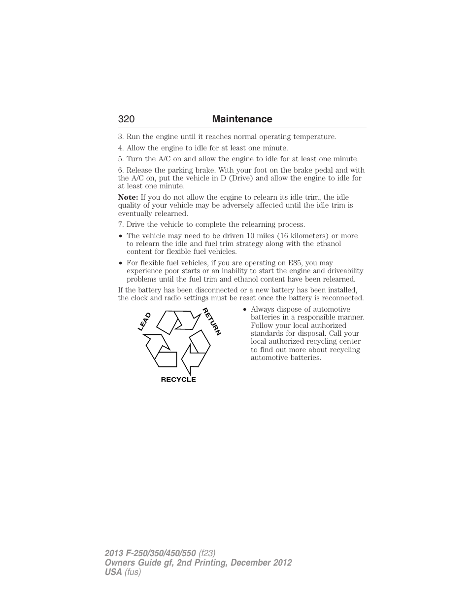 320 maintenance | FORD 2013 F-550 v.2 User Manual | Page 321 / 579