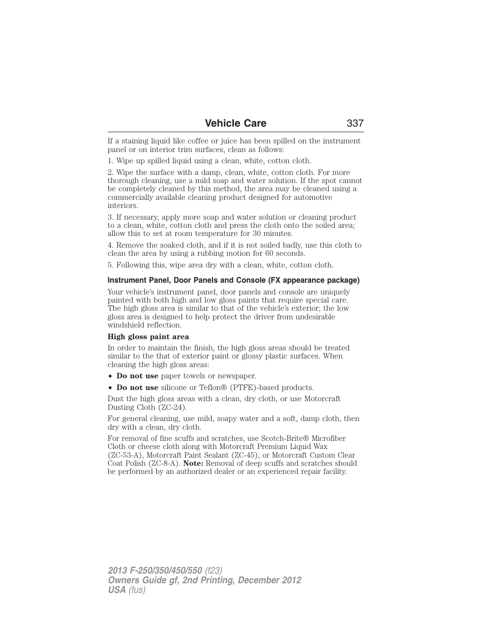 Vehicle care 337 | FORD 2013 F-550 v.2 User Manual | Page 338 / 579