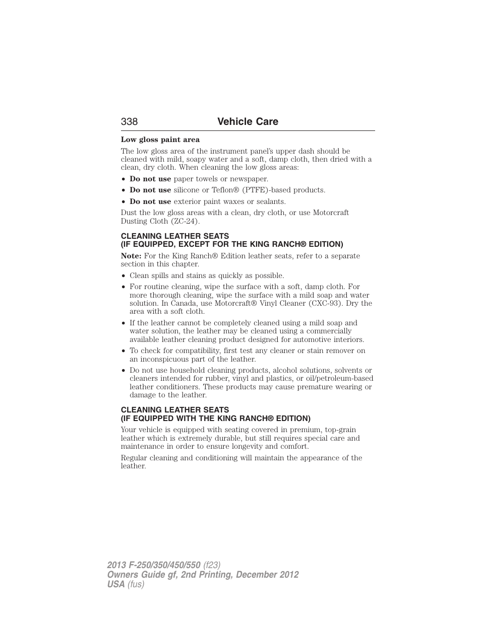 338 vehicle care | FORD 2013 F-550 v.2 User Manual | Page 339 / 579