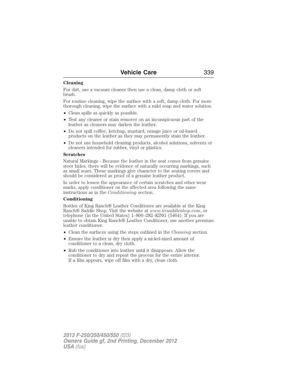 Vehicle care 339 | FORD 2013 F-550 v.2 User Manual | Page 340 / 579