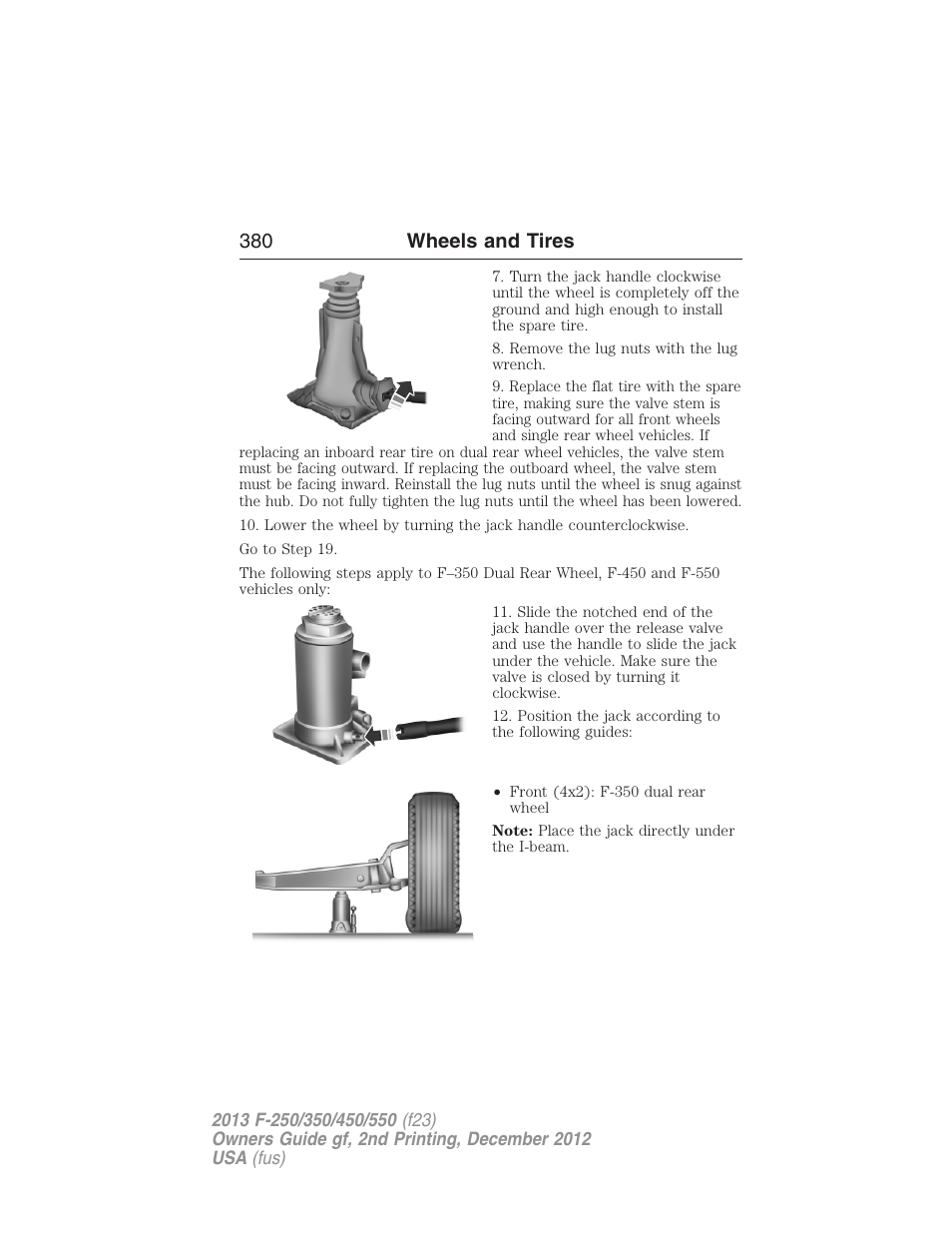 380 wheels and tires | FORD 2013 F-550 v.2 User Manual | Page 381 / 579