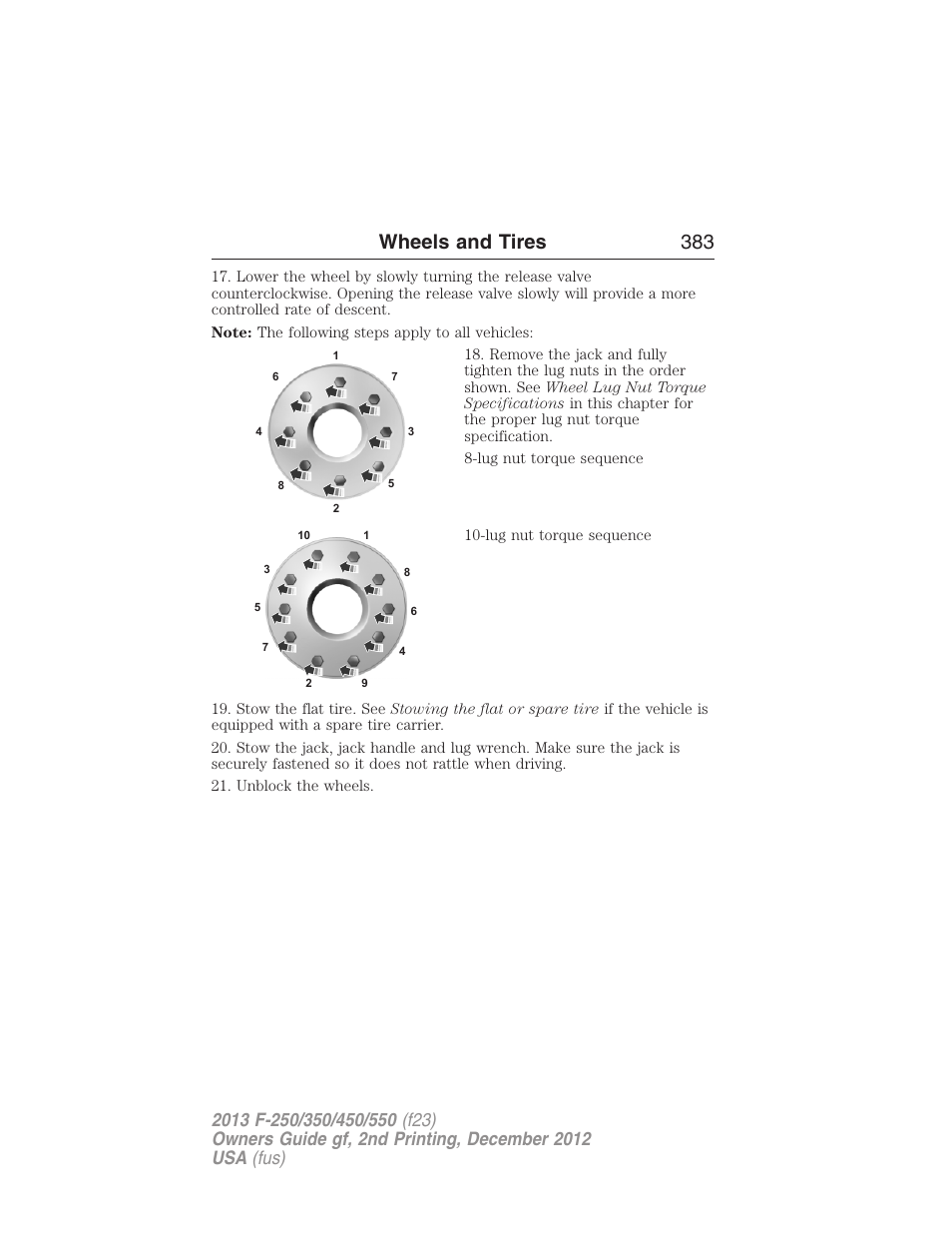 Wheels and tires 383 | FORD 2013 F-550 v.2 User Manual | Page 384 / 579