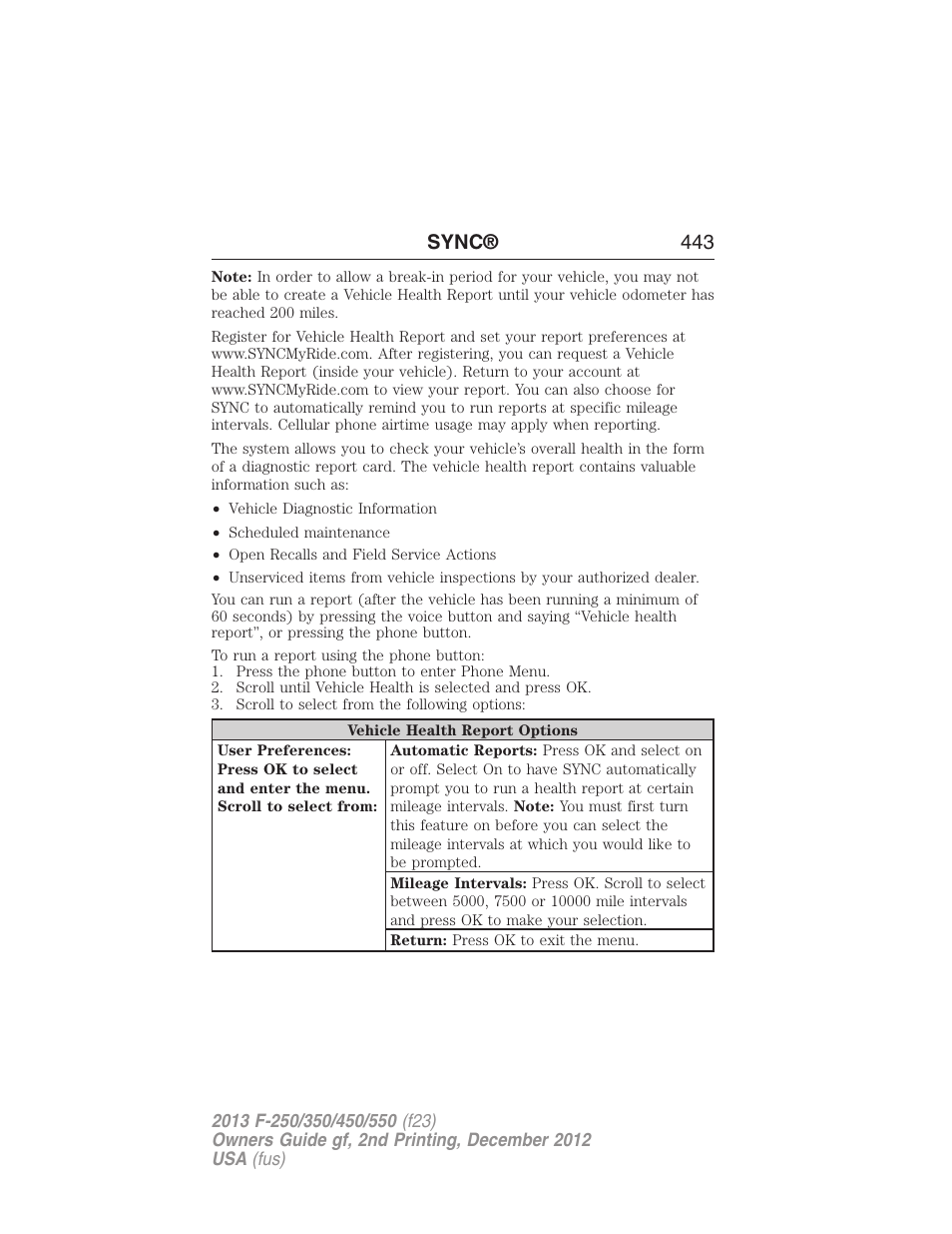 Sync® 443 | FORD 2013 F-550 v.2 User Manual | Page 444 / 579