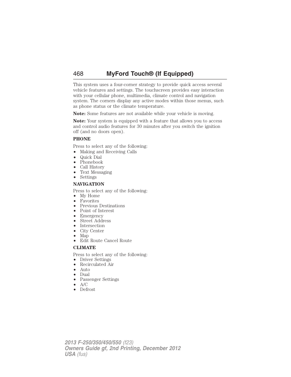 468 myford touch® (if equipped) | FORD 2013 F-550 v.2 User Manual | Page 469 / 579