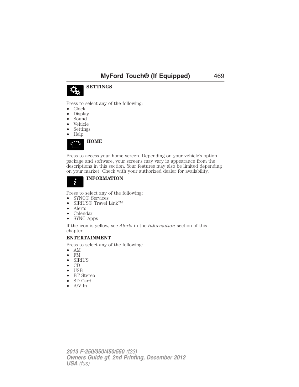 Myford touch® (if equipped) 469 | FORD 2013 F-550 v.2 User Manual | Page 470 / 579