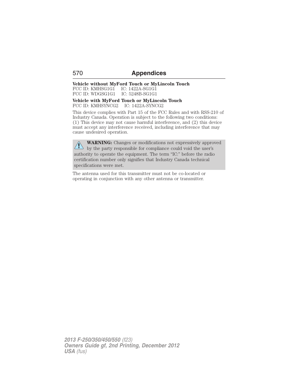 570 appendices | FORD 2013 F-550 v.2 User Manual | Page 571 / 579