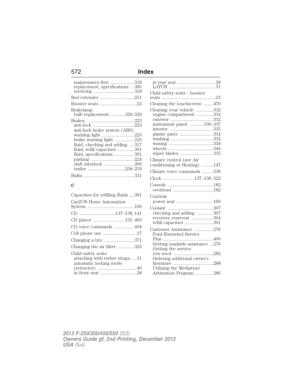 572 index | FORD 2013 F-550 v.2 User Manual | Page 573 / 579