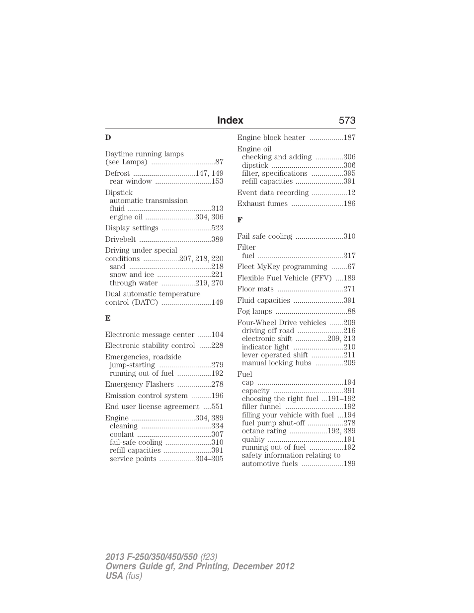 Index 573 | FORD 2013 F-550 v.2 User Manual | Page 574 / 579