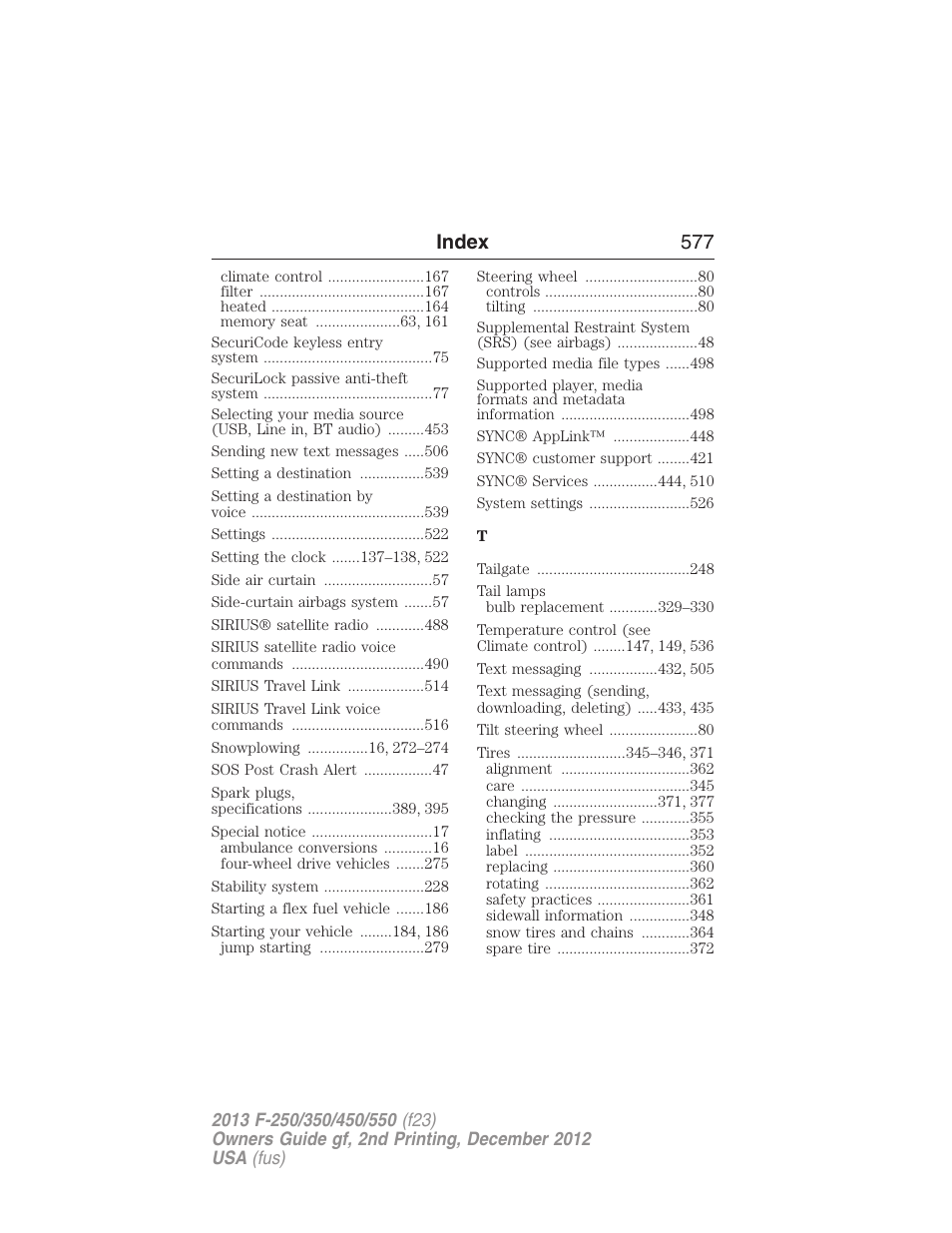 Index 577 | FORD 2013 F-550 v.2 User Manual | Page 578 / 579