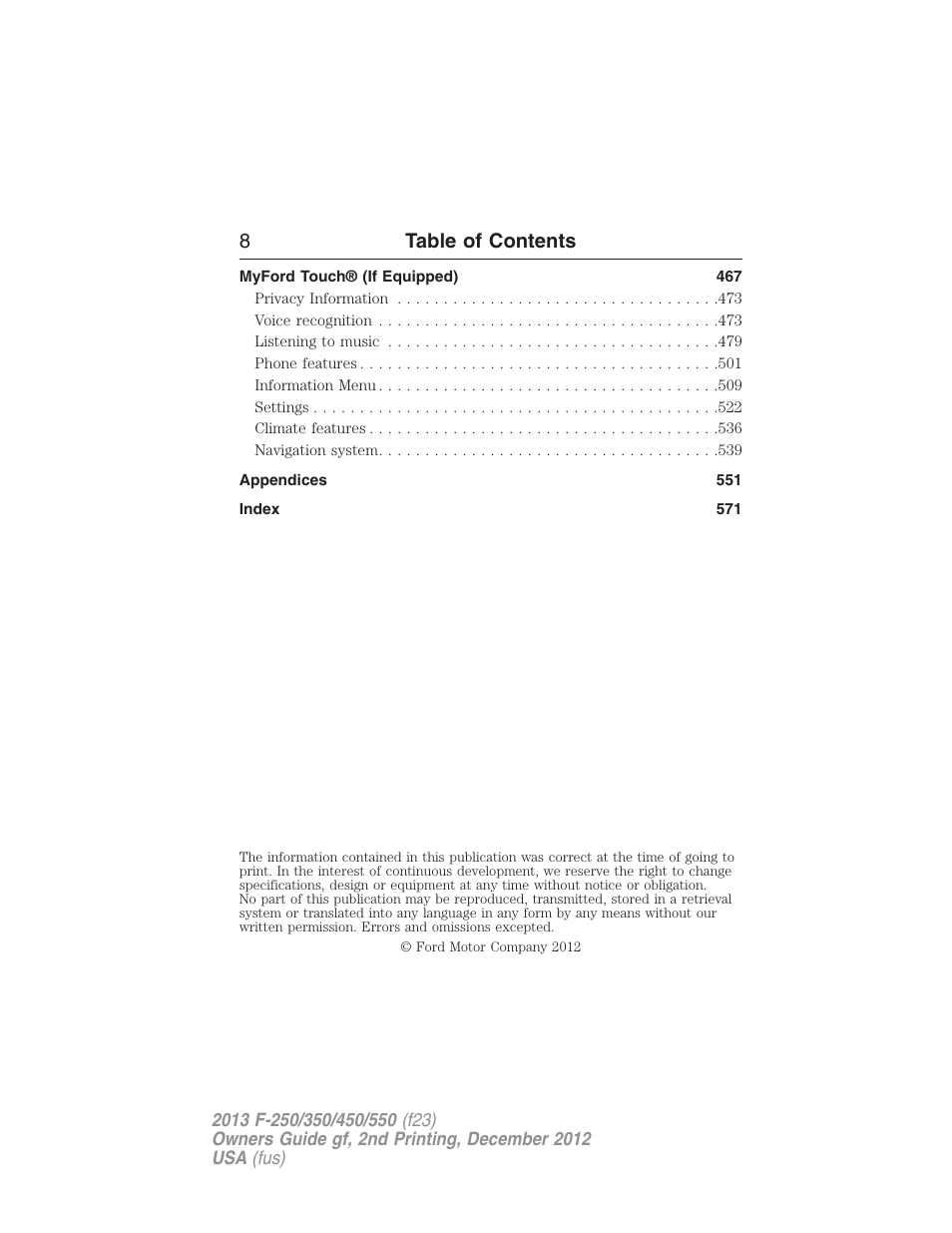 8table of contents | FORD 2013 F-550 v.2 User Manual | Page 9 / 579