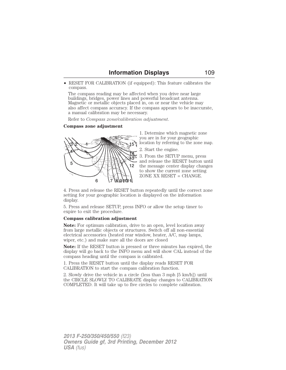 Information displays 109 | FORD 2013 F-550 v.3 User Manual | Page 110 / 577