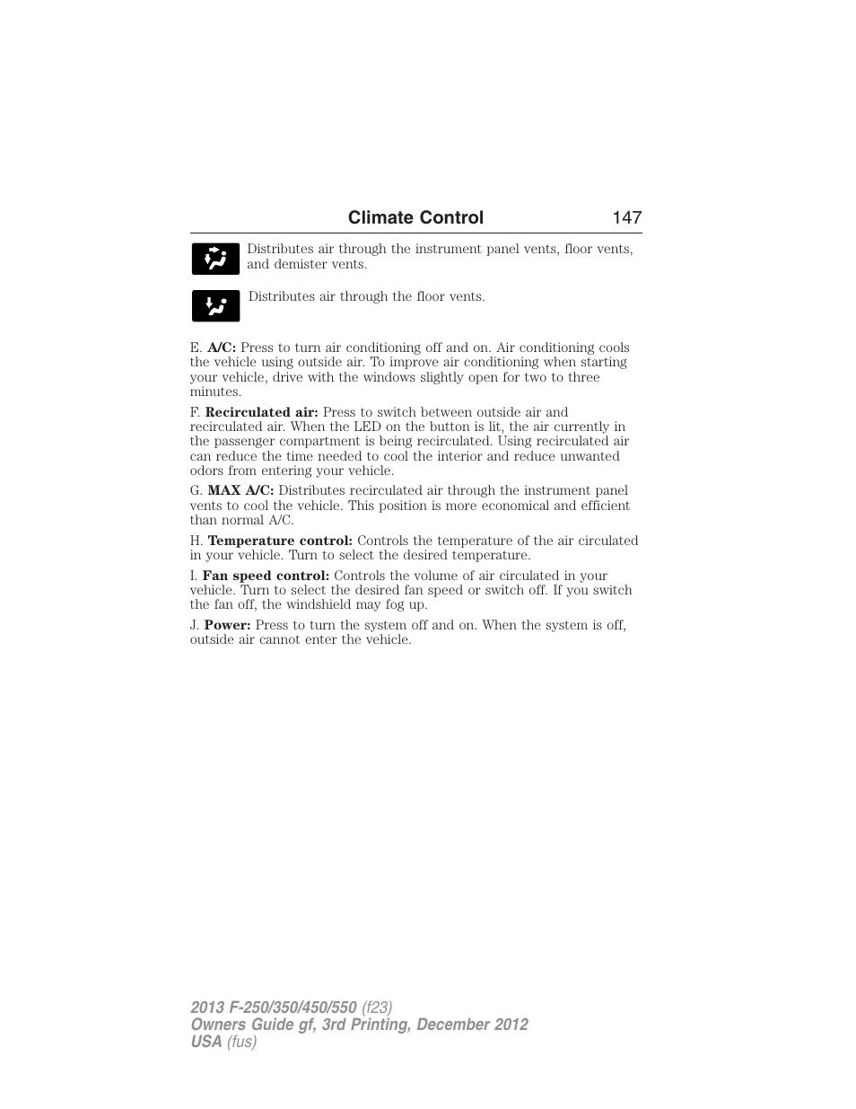 Climate control 147 | FORD 2013 F-550 v.3 User Manual | Page 148 / 577