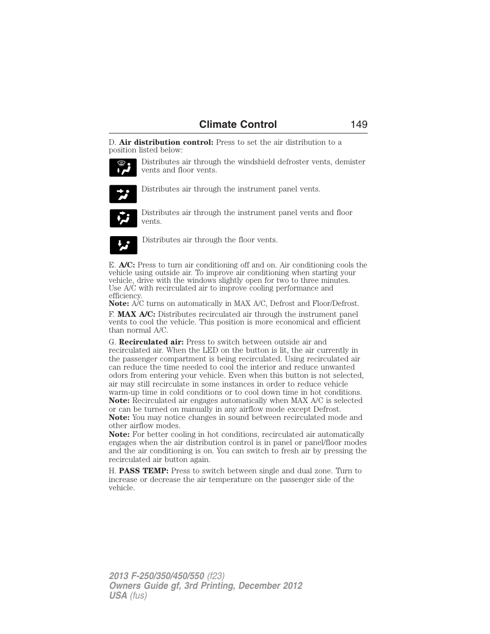 Climate control 149 | FORD 2013 F-550 v.3 User Manual | Page 150 / 577