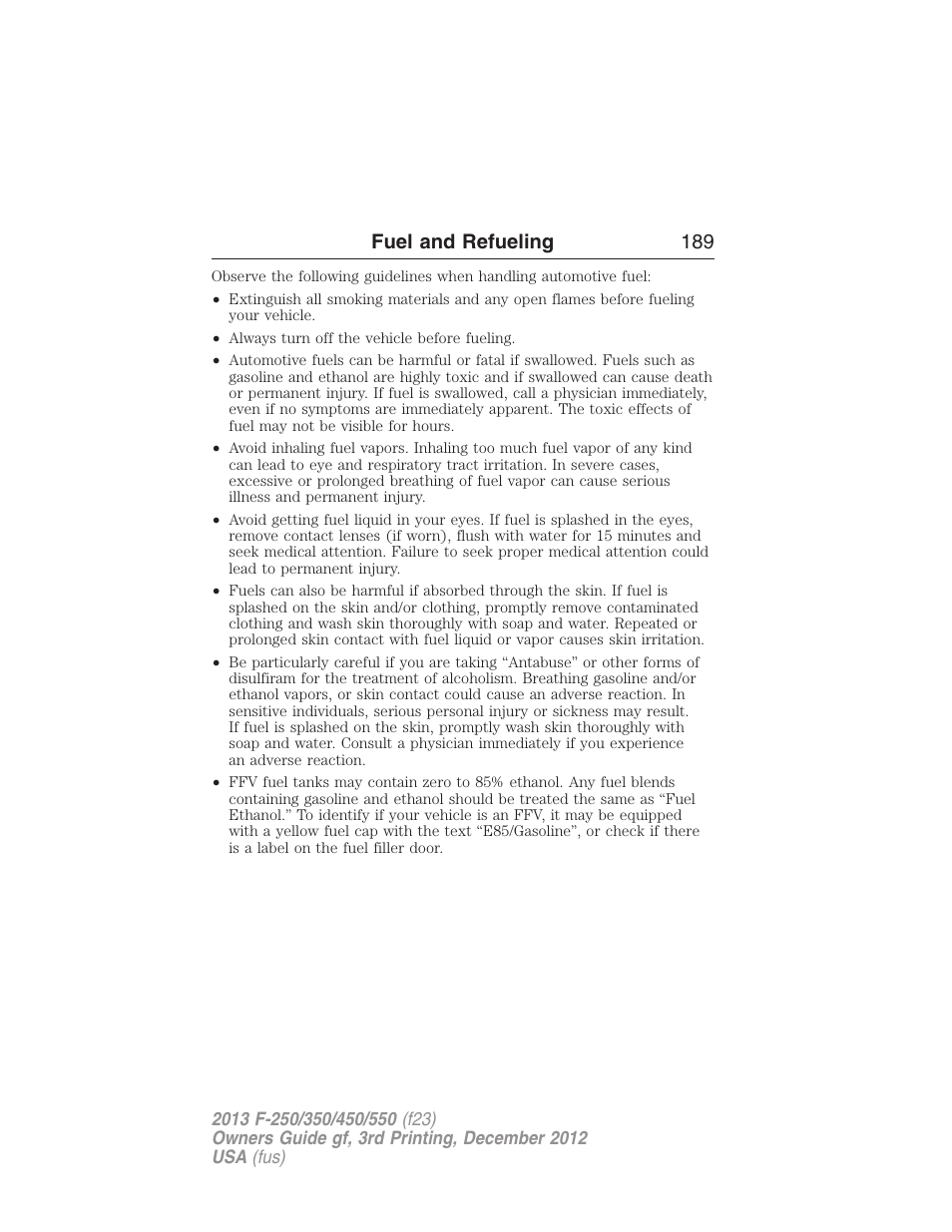 Fuel and refueling 189 | FORD 2013 F-550 v.3 User Manual | Page 190 / 577