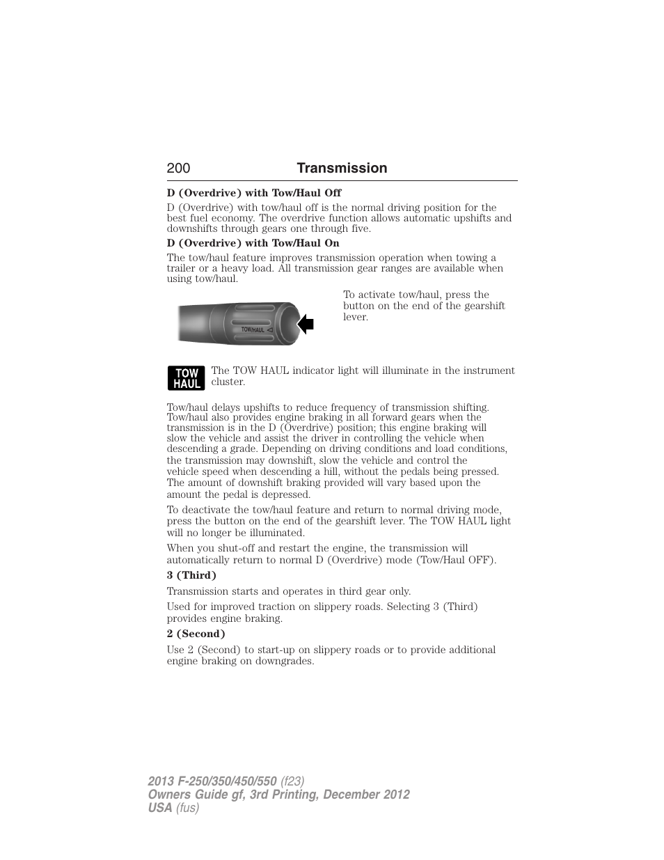 200 transmission | FORD 2013 F-550 v.3 User Manual | Page 201 / 577