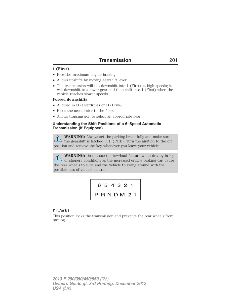 Transmission 201 | FORD 2013 F-550 v.3 User Manual | Page 202 / 577