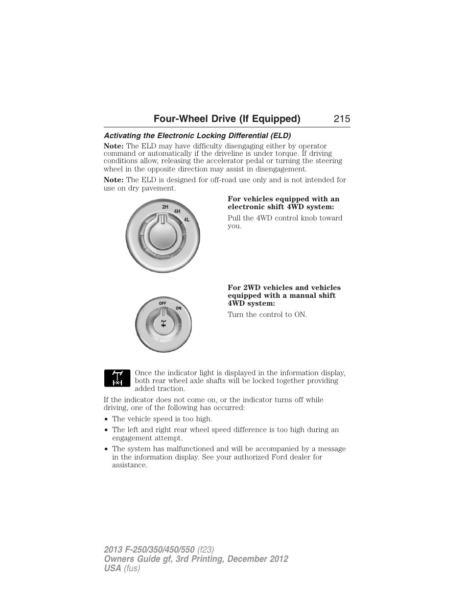 Four-wheel drive (if equipped) 215 | FORD 2013 F-550 v.3 User Manual | Page 216 / 577