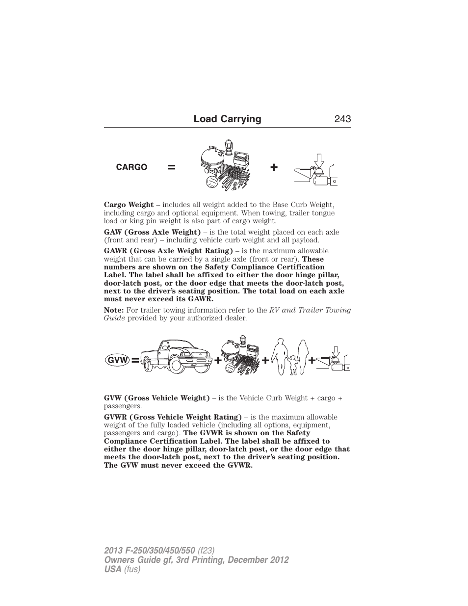Load carrying 243 | FORD 2013 F-550 v.3 User Manual | Page 244 / 577