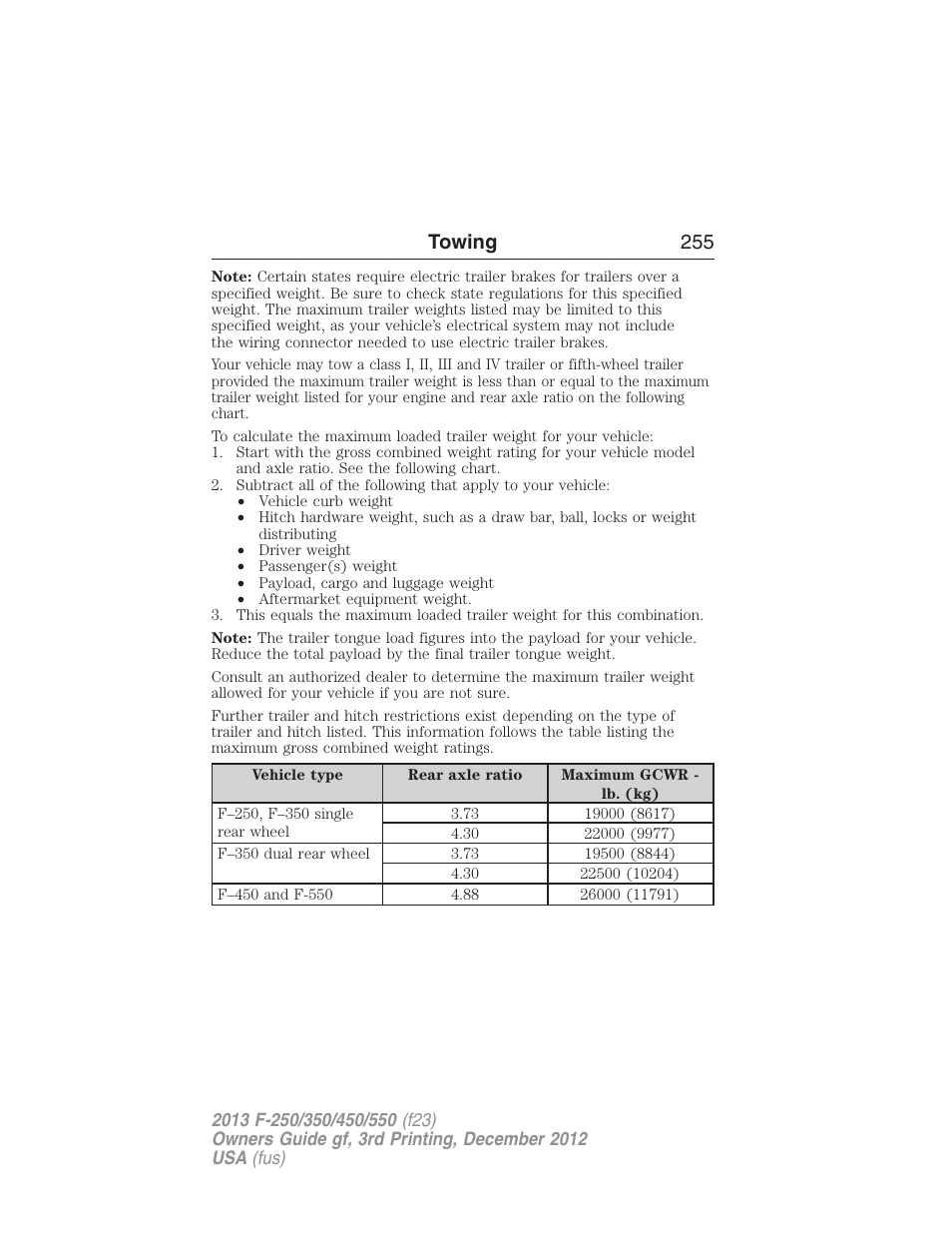 Towing 255 | FORD 2013 F-550 v.3 User Manual | Page 256 / 577