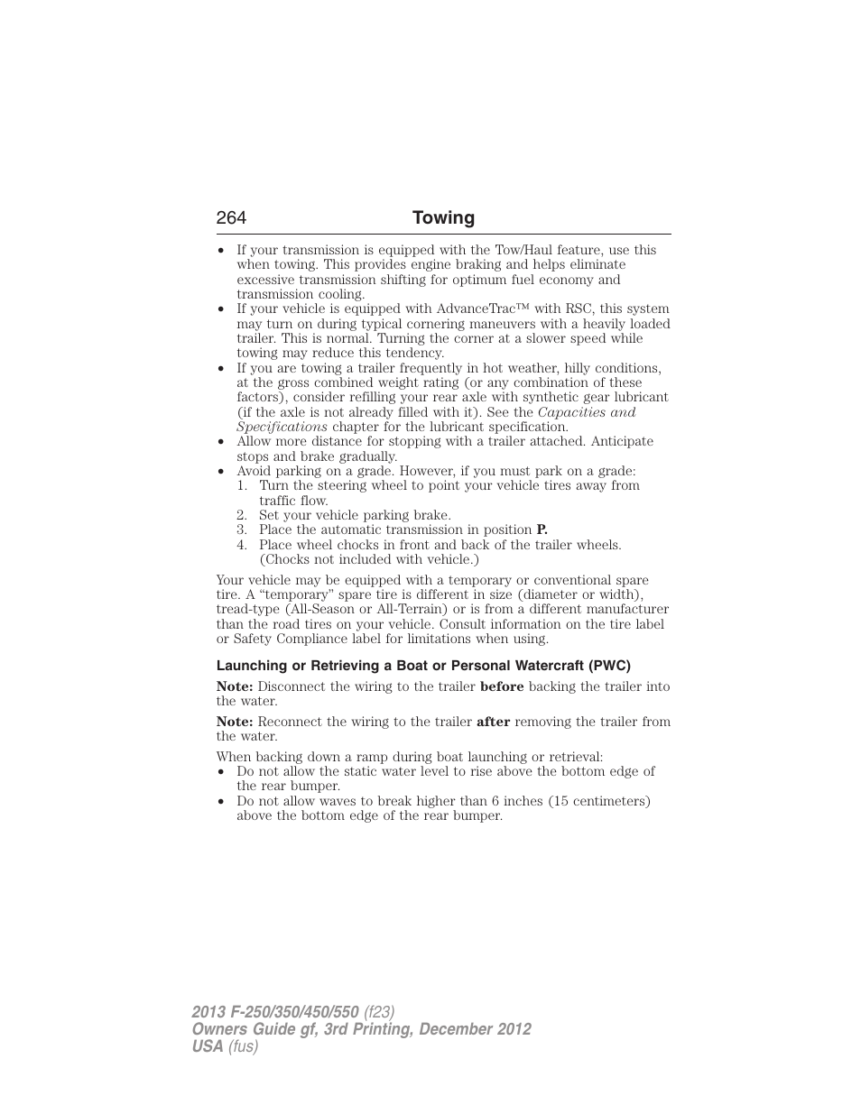 264 towing | FORD 2013 F-550 v.3 User Manual | Page 265 / 577