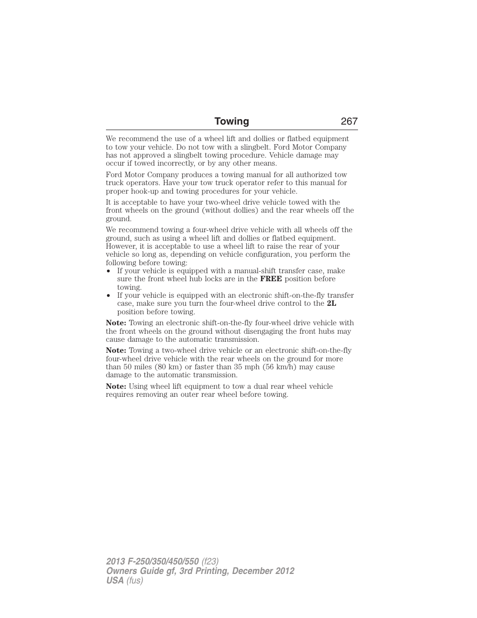 Towing 267 | FORD 2013 F-550 v.3 User Manual | Page 268 / 577