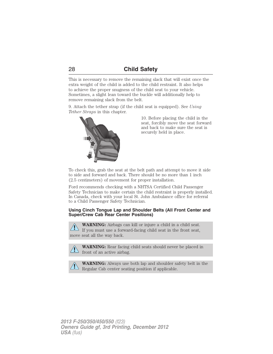 28 child safety | FORD 2013 F-550 v.3 User Manual | Page 29 / 577