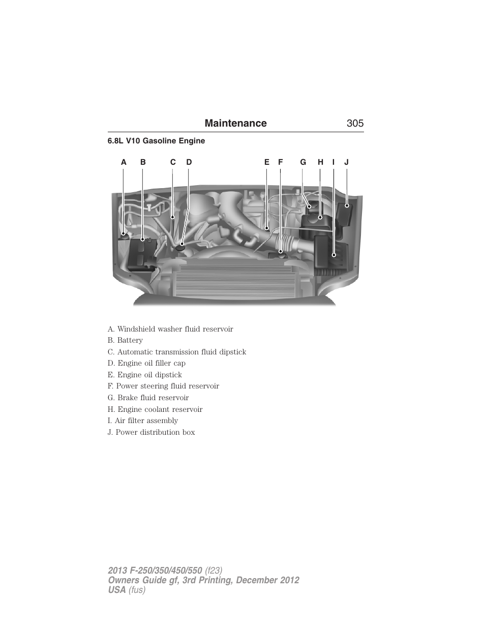 8l v10 gasoline engine, Maintenance 305 | FORD 2013 F-550 v.3 User Manual | Page 306 / 577