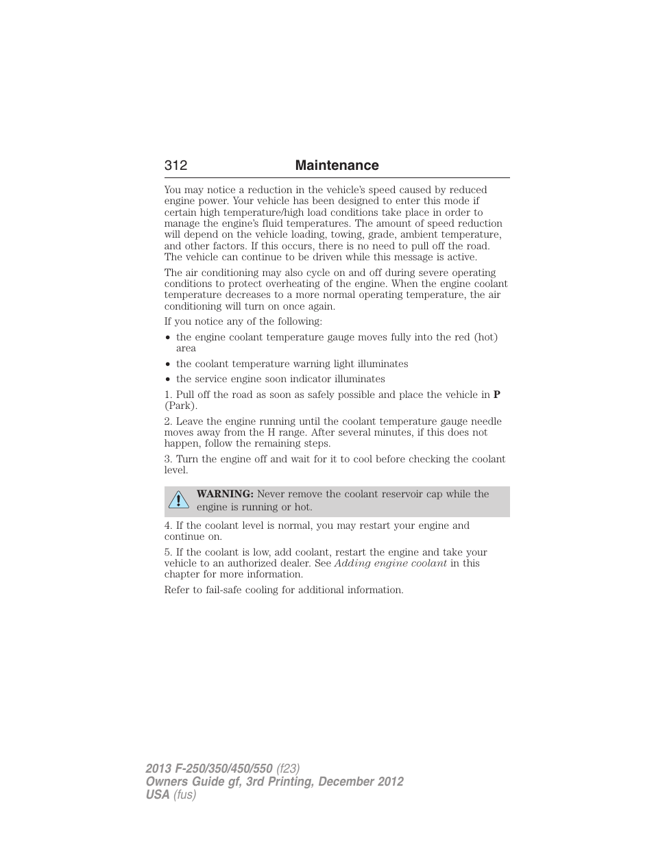 312 maintenance | FORD 2013 F-550 v.3 User Manual | Page 313 / 577