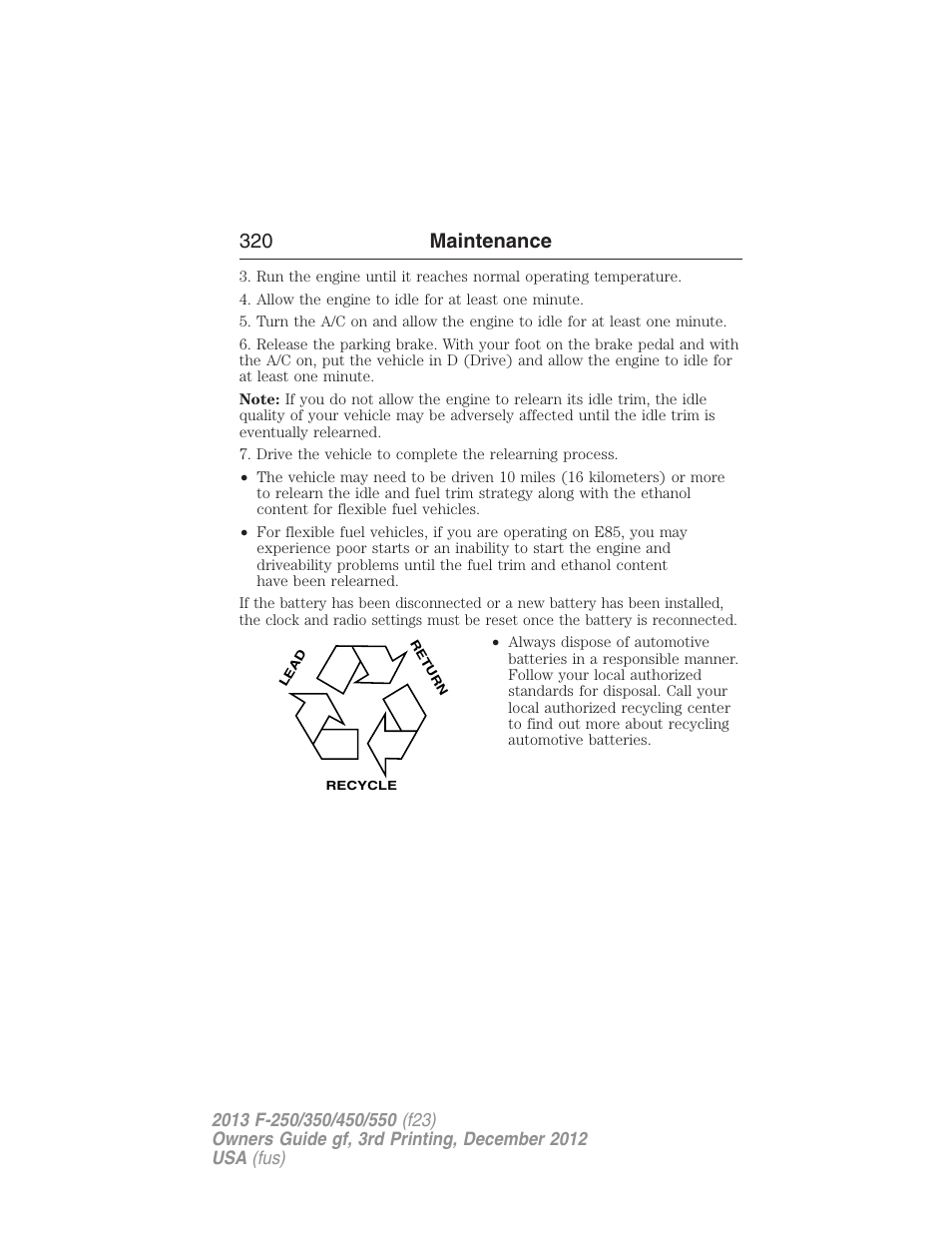 320 maintenance | FORD 2013 F-550 v.3 User Manual | Page 321 / 577