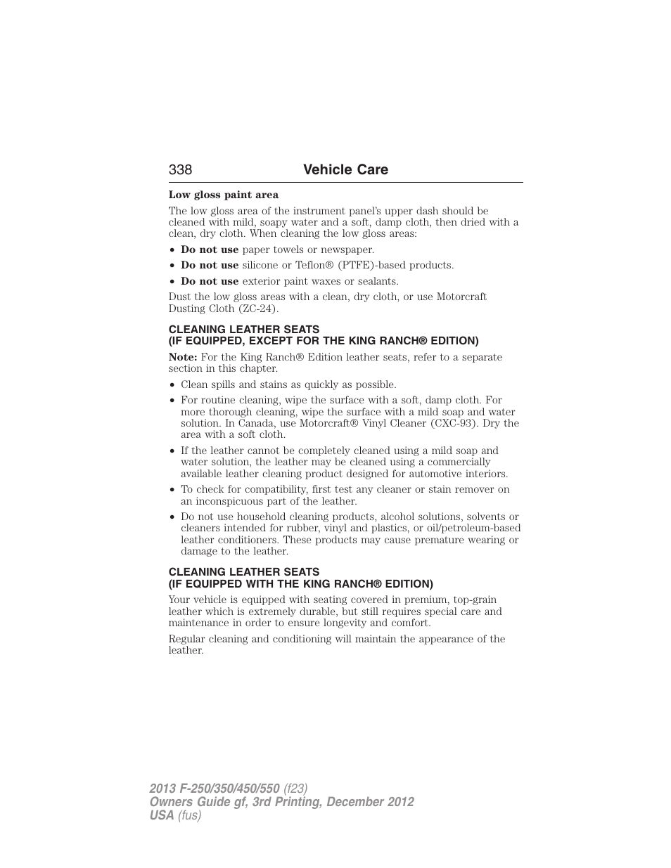 338 vehicle care | FORD 2013 F-550 v.3 User Manual | Page 339 / 577