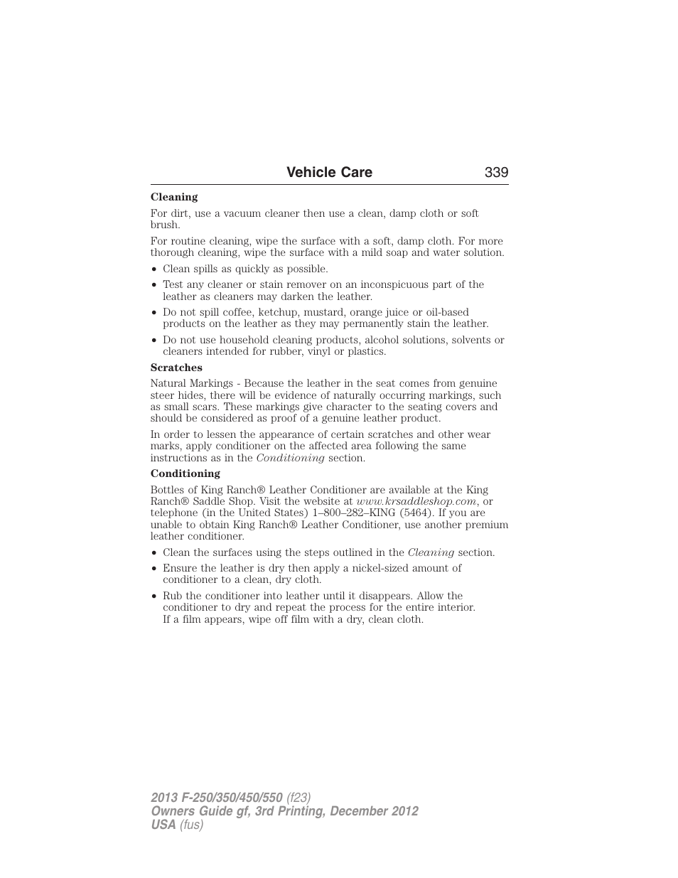 Vehicle care 339 | FORD 2013 F-550 v.3 User Manual | Page 340 / 577