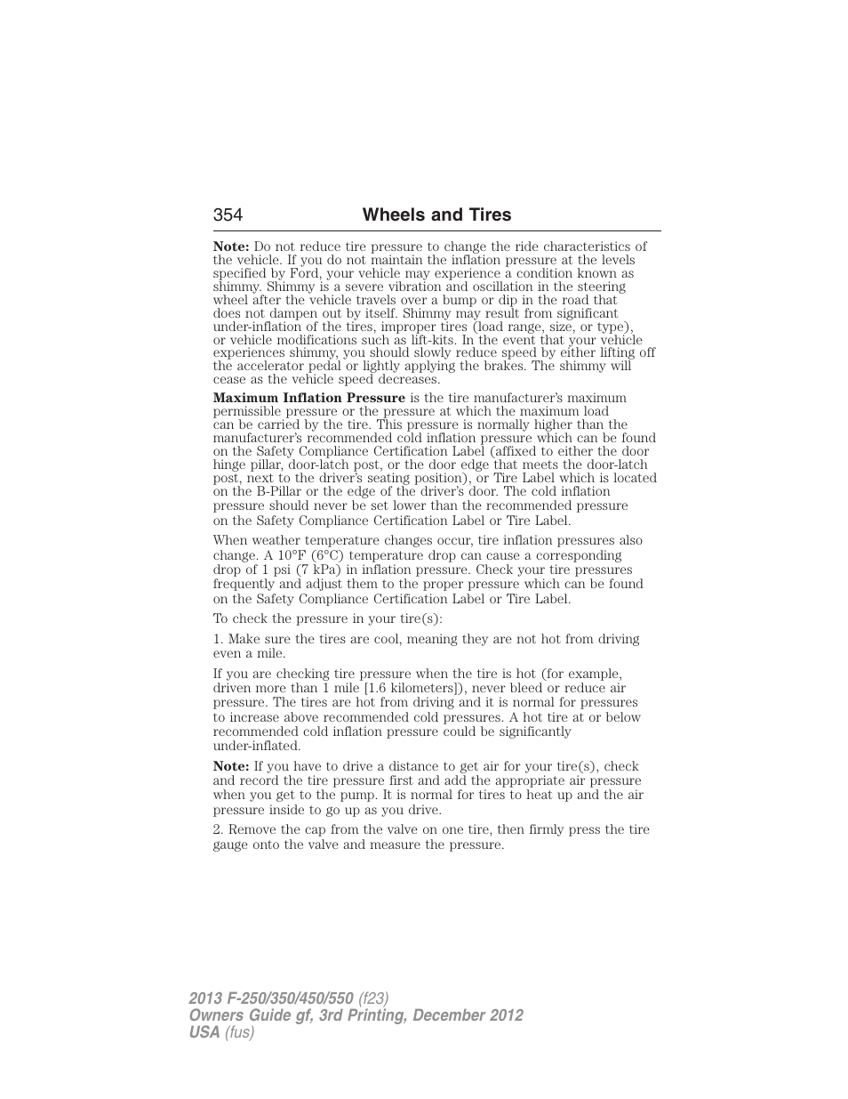 354 wheels and tires | FORD 2013 F-550 v.3 User Manual | Page 355 / 577