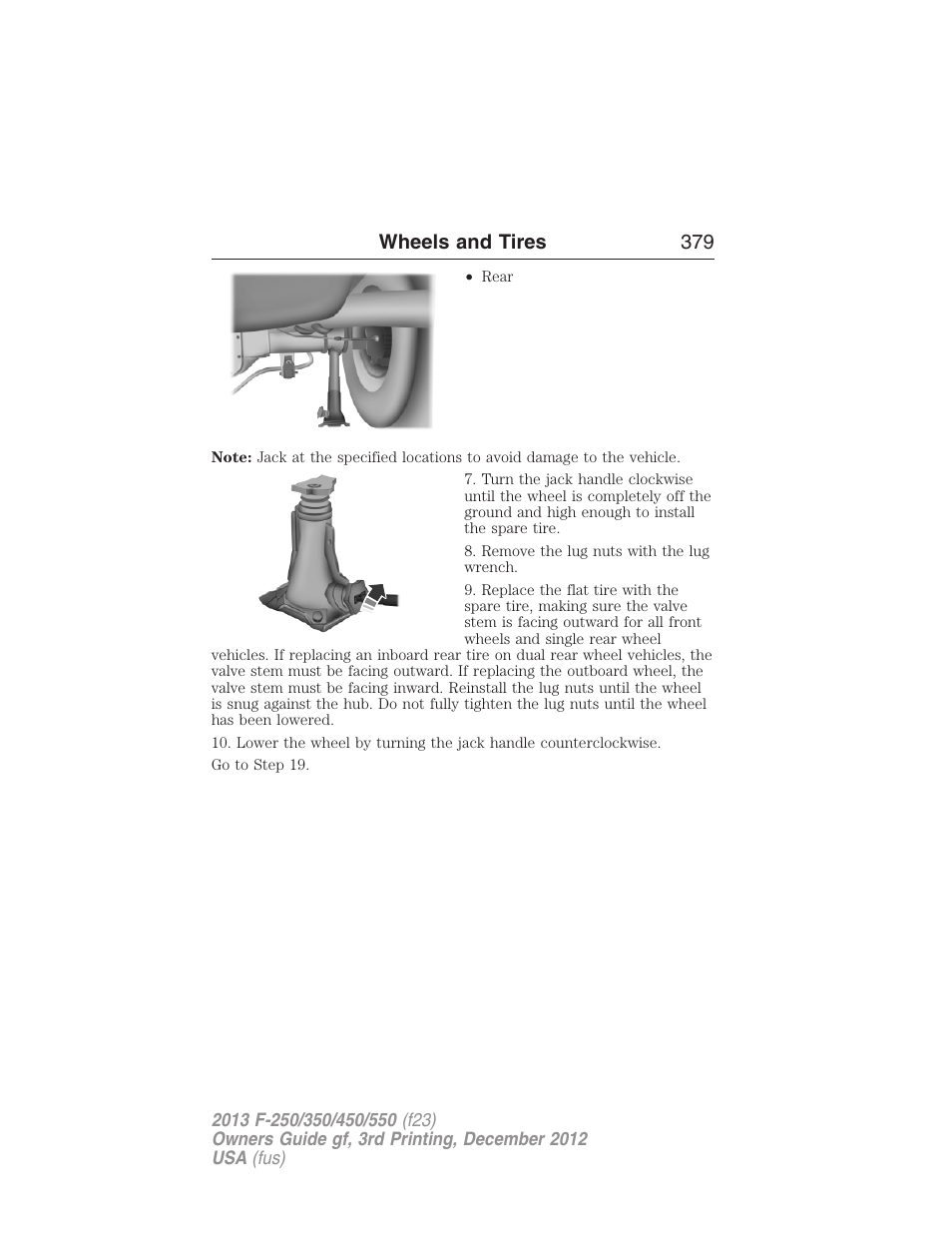 Wheels and tires 379 | FORD 2013 F-550 v.3 User Manual | Page 380 / 577