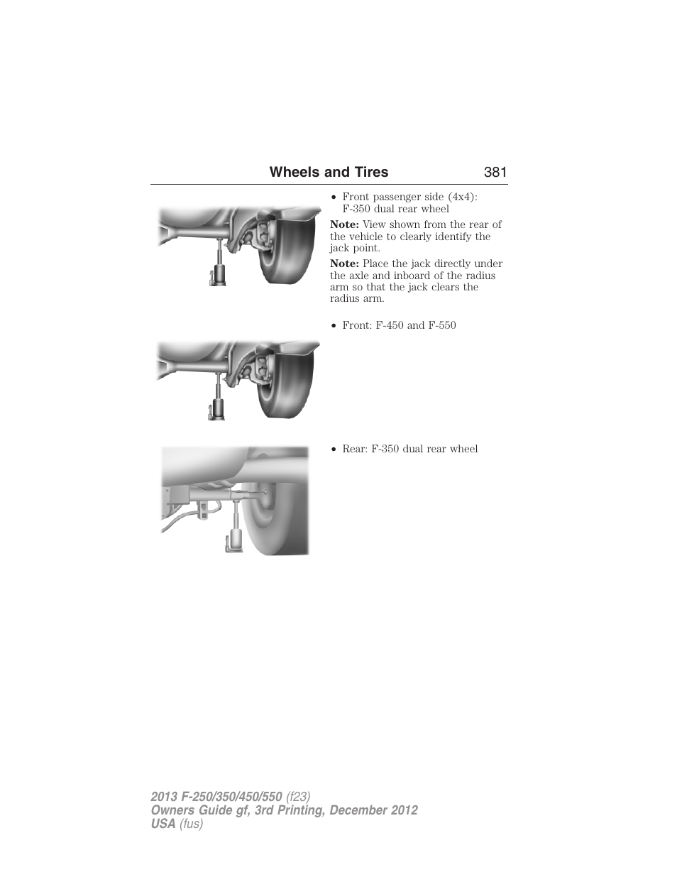 Wheels and tires 381 | FORD 2013 F-550 v.3 User Manual | Page 382 / 577