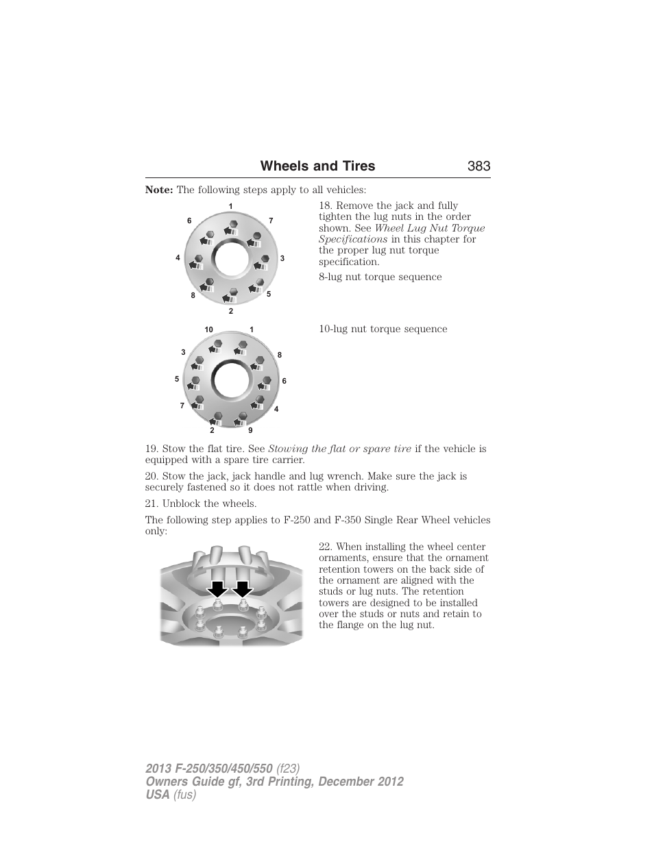 Wheels and tires 383 | FORD 2013 F-550 v.3 User Manual | Page 384 / 577