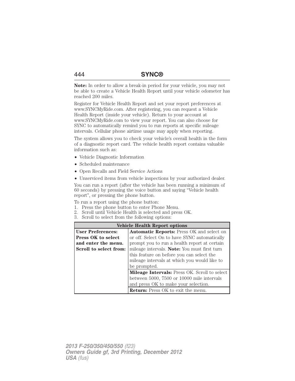 444 sync | FORD 2013 F-550 v.3 User Manual | Page 445 / 577