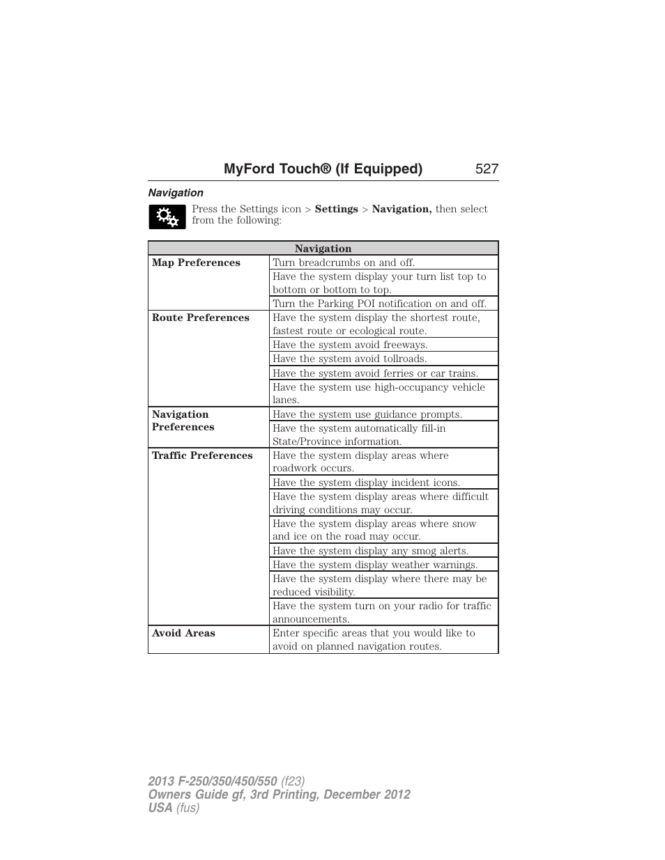 Navigation, Myford touch® (if equipped) 527 | FORD 2013 F-550 v.3 User Manual | Page 528 / 577