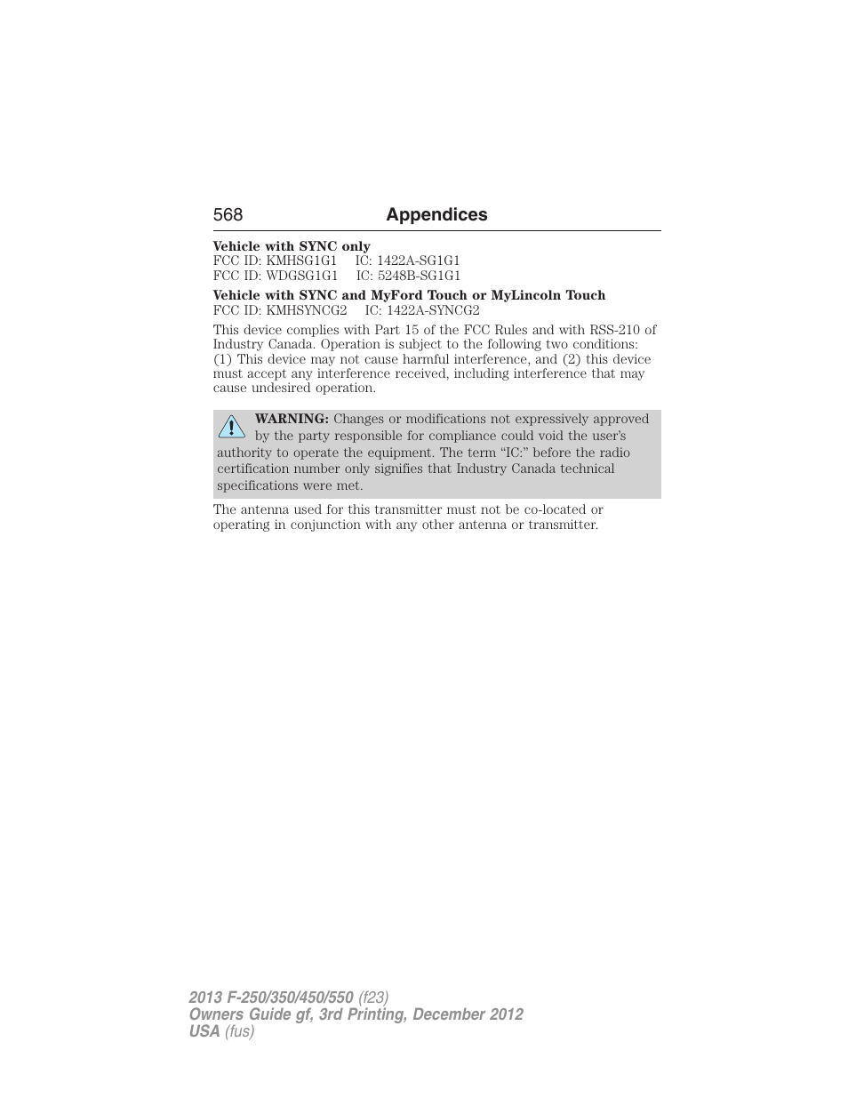 568 appendices | FORD 2013 F-550 v.3 User Manual | Page 569 / 577