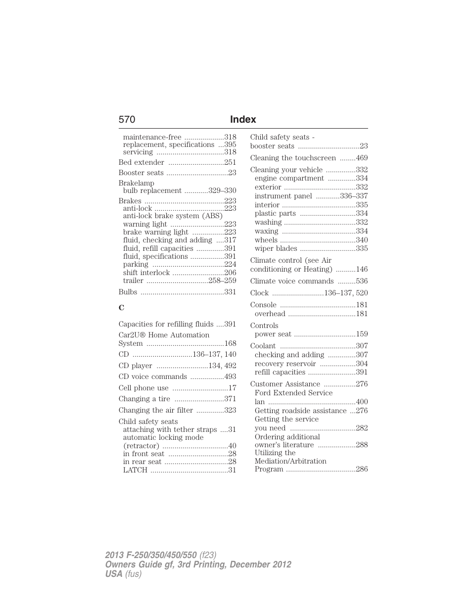 570 index | FORD 2013 F-550 v.3 User Manual | Page 571 / 577