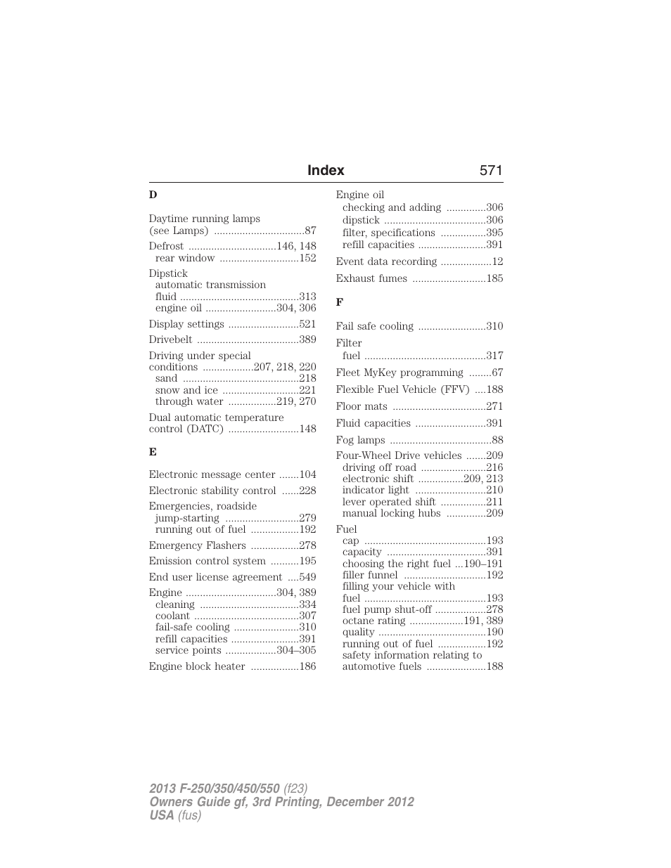 Index 571 | FORD 2013 F-550 v.3 User Manual | Page 572 / 577