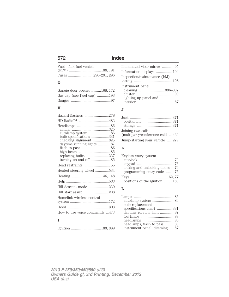 572 index | FORD 2013 F-550 v.3 User Manual | Page 573 / 577