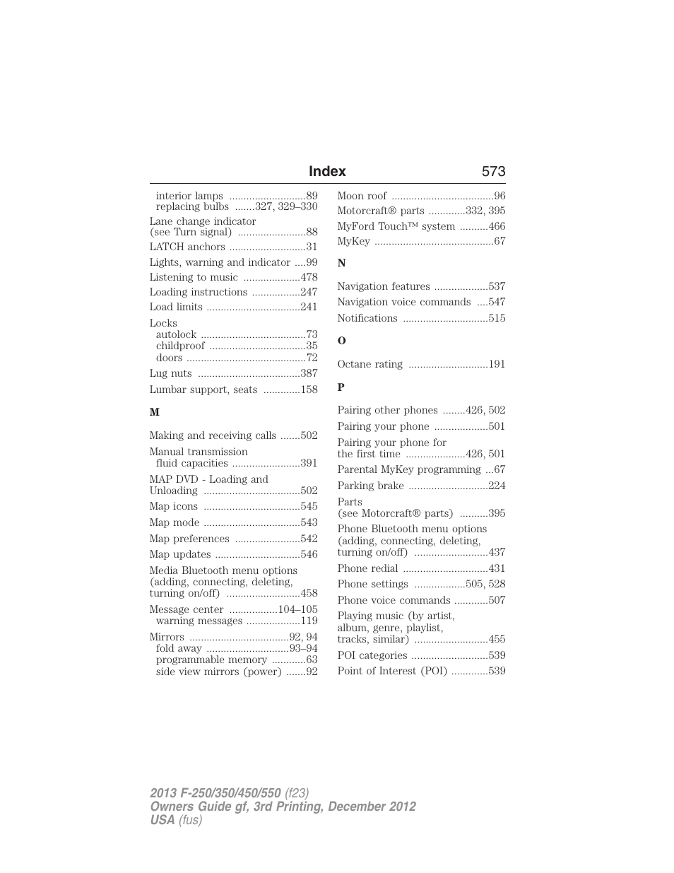 Index 573 | FORD 2013 F-550 v.3 User Manual | Page 574 / 577