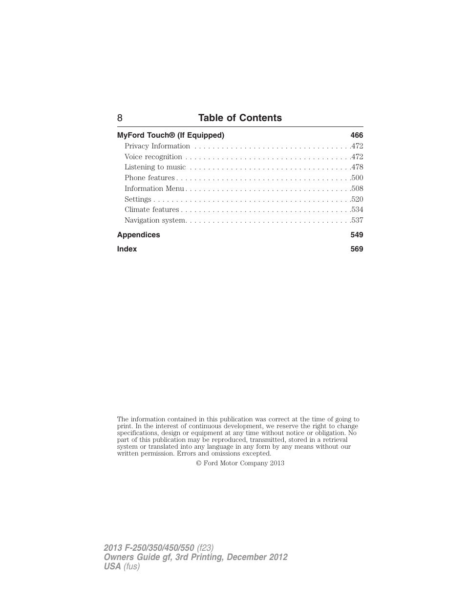 8table of contents | FORD 2013 F-550 v.3 User Manual | Page 9 / 577