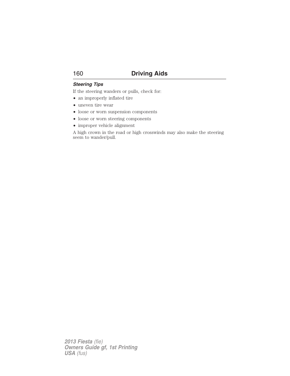 Steering tips | FORD 2013 Fiesta v.1 User Manual | Page 160 / 341