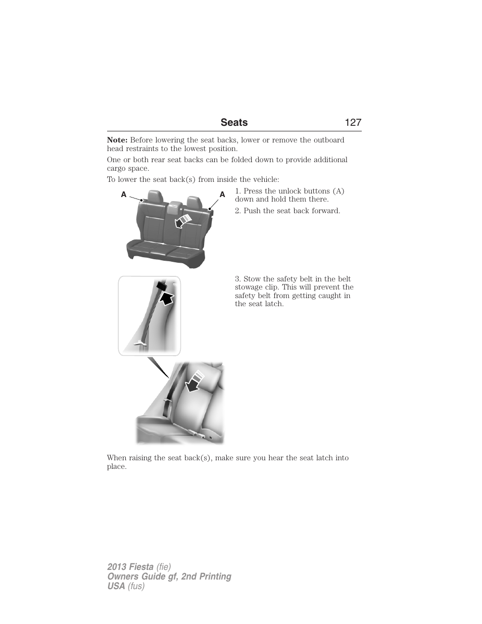 Seats 127 | FORD 2013 Fiesta v.2 User Manual | Page 128 / 346