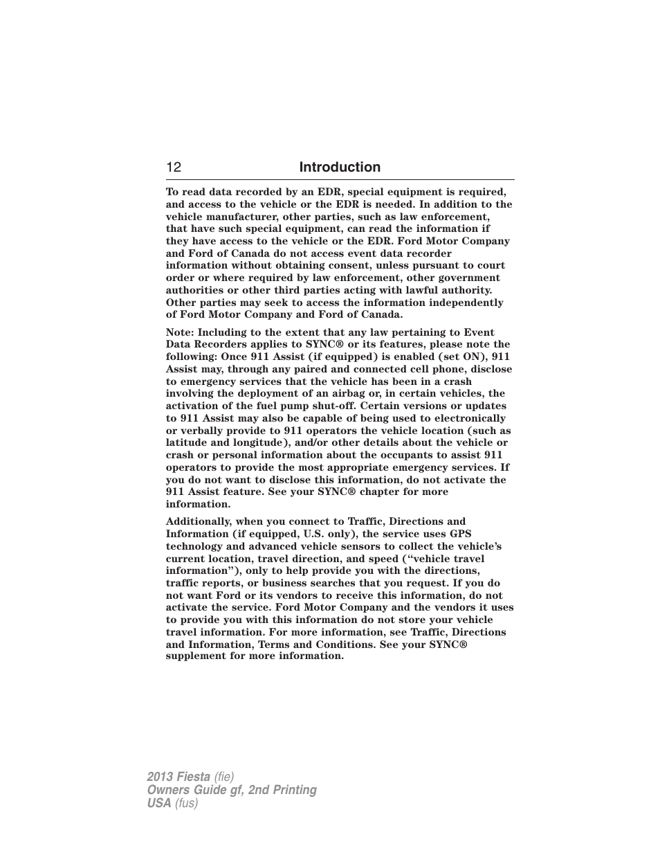 FORD 2013 Fiesta v.2 User Manual | Page 13 / 346