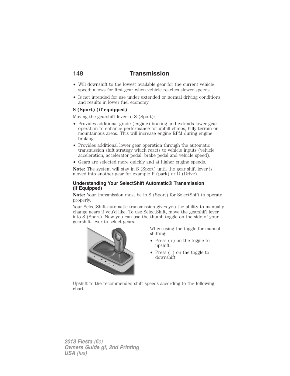 148 transmission | FORD 2013 Fiesta v.2 User Manual | Page 149 / 346