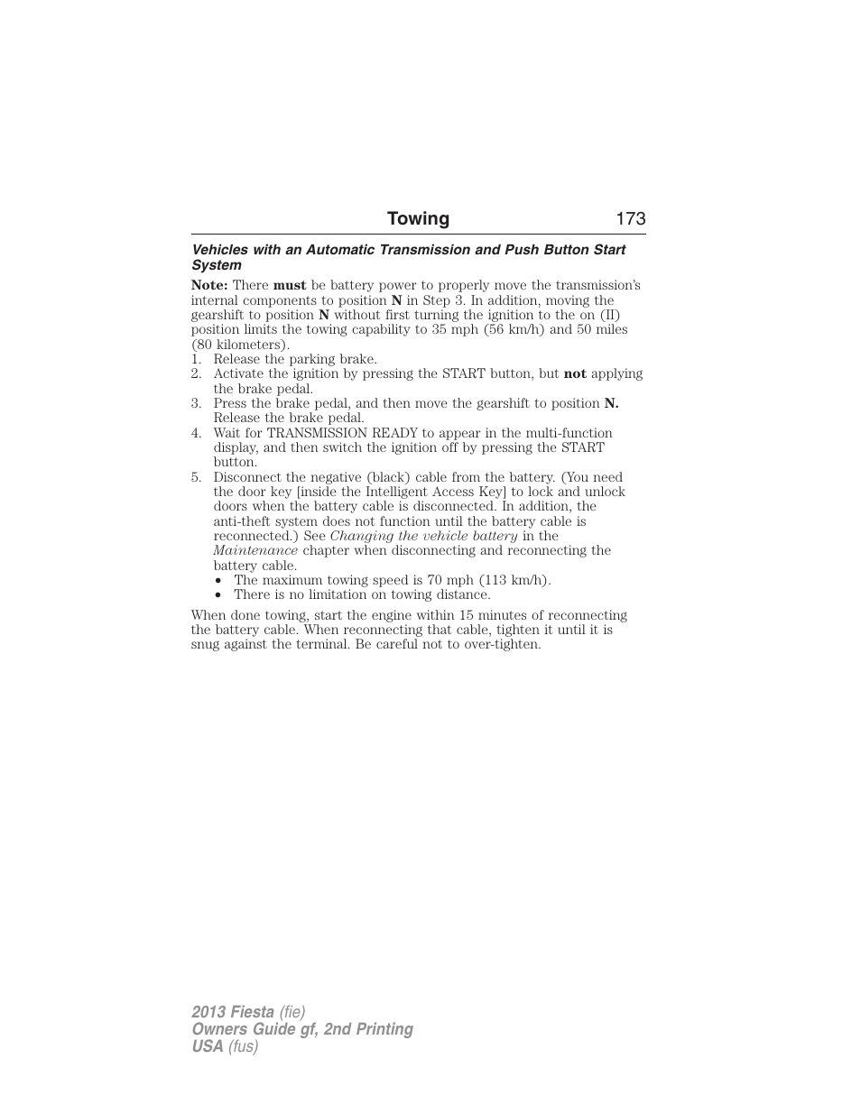 Towing 173 | FORD 2013 Fiesta v.2 User Manual | Page 174 / 346